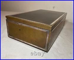 LARGE antique Heintz art metal bronze sterling silver cigar humidor box 4089
