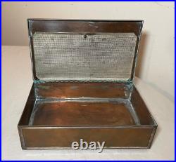 LARGE antique Heintz art metal bronze sterling silver cigar humidor box 4089