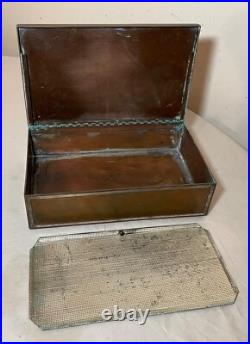 LARGE antique Heintz art metal bronze sterling silver cigar humidor box 4089