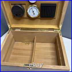Lacquered Brown Wood Decorative Wood Inlay Border Cigar Humidor Box Mahogany