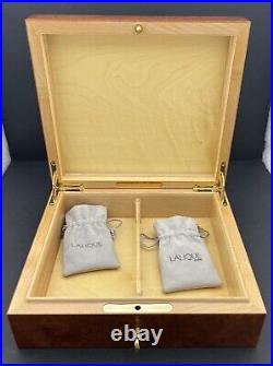Lalique Paris, Crystal Burlwood, Madrona Cigar Humidor Box, (S) 9.44 x 8.46
