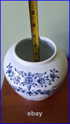 Lancaster PA Delft Royal Goedewaaggen Holland Tobacco Jar Brass Lid Demuth VTG