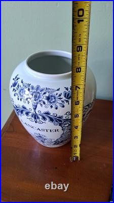 Lancaster PA Delft Royal Goedewaaggen Holland Tobacco Jar Brass Lid Demuth VTG
