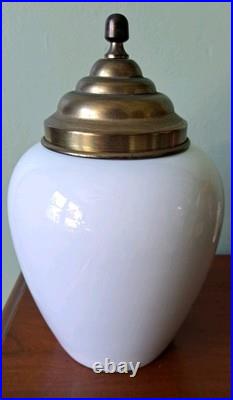 Lancaster PA Delft Royal Goedewaaggen Holland Tobacco Jar Brass Lid Demuth VTG