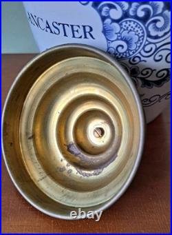Lancaster PA Delft Royal Goedewaaggen Holland Tobacco Jar Brass Lid Demuth VTG