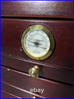 Large 3-Drawer Mahogany Cigar Humidor Glass Hygrometer Quality Importers Palermo