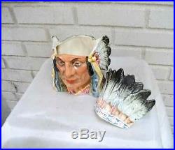 Large Antique Indian Head Headdress Majolica Humidor Art Pottery Tobacco Jar
