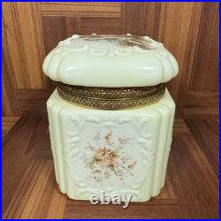 Large Antique Victorian C. F. Monroe Wavecrest Cigars Humidor Glass Jar Box