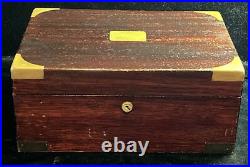 Large Exceptional Antique Mahogany/0ak Metal Lined Cigar Humidor Brass Accents