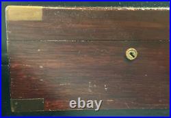 Large Exceptional Antique Mahogany/0ak Metal Lined Cigar Humidor Brass Accents
