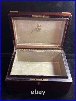 Large Exceptional Antique Mahogany/0ak Metal Lined Cigar Humidor Brass Accents