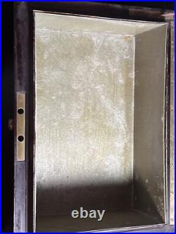 Large Exceptional Antique Mahogany/0ak Metal Lined Cigar Humidor Brass Accents