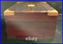 Large Exceptional Antique Mahogany/0ak Metal Lined Cigar Humidor Brass Accents