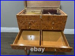 Large Freestanding Humidor Box Cigar Case Glossy Finish Humidifier Hygrometer