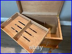 Large Freestanding Humidor Box Cigar Case Glossy Finish Humidifier Hygrometer