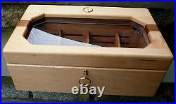 Large Glass-Top Cigar Humidor Humidifier Box with Hygrometer and Cedar Wood NICE
