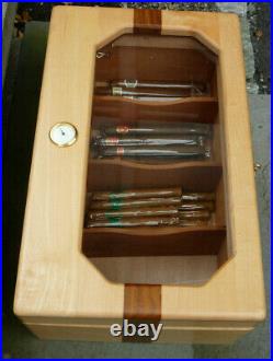 Large Glass-Top Cigar Humidor Humidifier Box with Hygrometer and Cedar Wood NICE