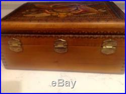 Large Hand Carved & Painted Cigar Humidor made in Poland
