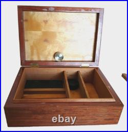 Large Handcrafted Rectangle Wooden Desk Humidor Box 14.5 by 10 / Brown