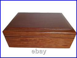 Large Handcrafted Rectangle Wooden Desk Humidor Box 14.5 by 10 / Brown