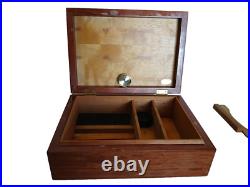 Large Handcrafted Rectangle Wooden Desk Humidor Box 14.5 by 10 / Brown