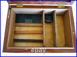 Large Handcrafted Rectangle Wooden Desk Humidor Box 14.5 by 10 / Brown