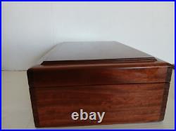 Large Handcrafted Rectangle Wooden Desk Humidor Box 14.5 by 10 / Brown