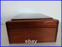 Large Handcrafted Rectangle Wooden Desk Humidor Box 14.5 by 10 / Brown
