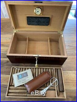 Large Humidor With Cigar Cutter & Terence Conran Leather Case