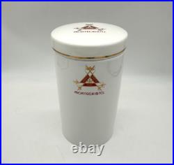 Large Montecristo Ceramic White Humidor Cigar Jar with Lid Gold Trim