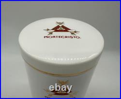 Large Montecristo Ceramic White Humidor Cigar Jar with Lid Gold Trim