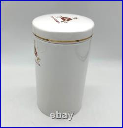 Large Montecristo Ceramic White Humidor Cigar Jar with Lid Gold Trim
