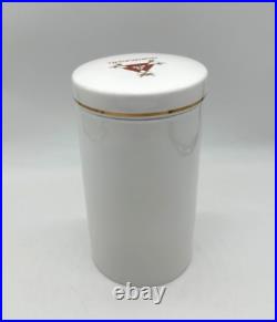 Large Montecristo Ceramic White Humidor Cigar Jar with Lid Gold Trim