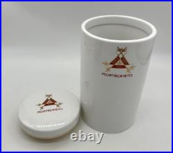 Large Montecristo Ceramic White Humidor Cigar Jar with Lid Gold Trim