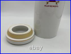 Large Montecristo Ceramic White Humidor Cigar Jar with Lid Gold Trim
