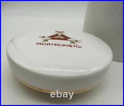 Large Montecristo Ceramic White Humidor Cigar Jar with Lid Gold Trim
