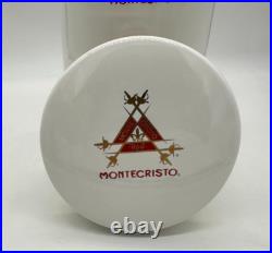 Large Montecristo Ceramic White Humidor Cigar Jar with Lid Gold Trim