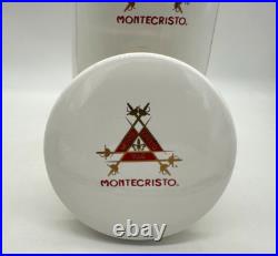 Large Montecristo Ceramic White Humidor Cigar Jar with Lid Gold Trim
