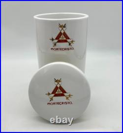 Large Montecristo Ceramic White Humidor Cigar Jar with Lid Gold Trim