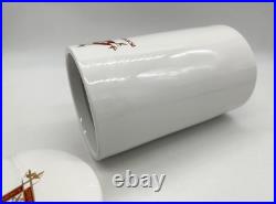 Large Montecristo Ceramic White Humidor Cigar Jar with Lid Gold Trim
