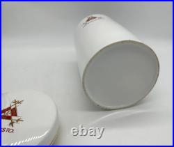 Large Montecristo Ceramic White Humidor Cigar Jar with Lid Gold Trim