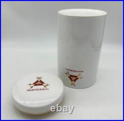 Large Montecristo Ceramic White Humidor Cigar Jar with Lid Gold Trim
