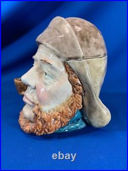 Large Sea Captain Smoking A Pipe Antique Porcelain Tobacco Humidoe