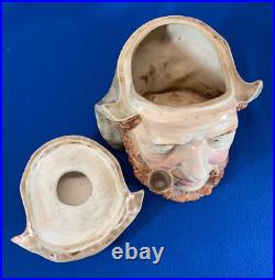 Large Sea Captain Smoking A Pipe Antique Porcelain Tobacco Humidoe