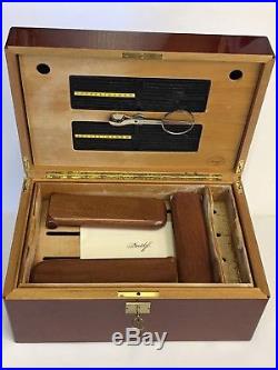 Large Vintage Davidoff Cigar Humidor Top Quality Cherry / Mahogany With Cutters