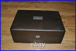 Large Vintage Wood Humidor, White Glass Lined