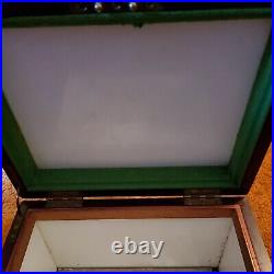 Large Wooden Humidor with White Lining and RARE Key Lock! 12 by 10 by 9.5 in