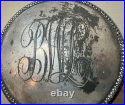 Large antique hand monogrammed silver-plate crystal glass tobacco jar humidor Large antique hand monogrammed silver-plate crystal glass tobacco jar humidor