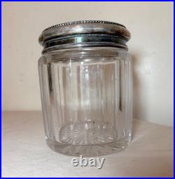 Large antique hand monogrammed silver-plate crystal glass tobacco jar humidor Large antique hand monogrammed silver-plate crystal glass tobacco jar humidor