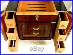 Lg Cigar Humidor Wood 9 Drawers + Top Compartment! Beautiful
